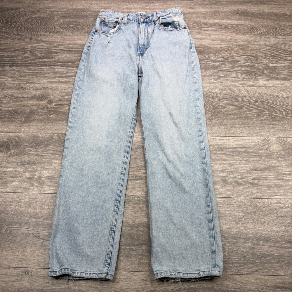 Abercrombie & Fitch Jeans Womens 26 Blue Ankle Straight High Rise Distressed 90s